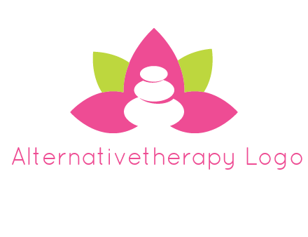 spa logo with hot stones inside leaves or lotus