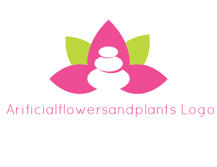 spa logo with hot stones inside leaves or lotus