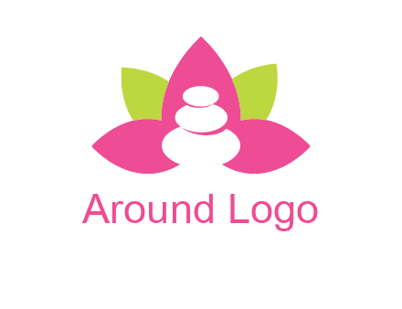 spa logo with hot stones inside leaves or lotus