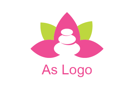 spa logo with hot stones inside leaves or lotus