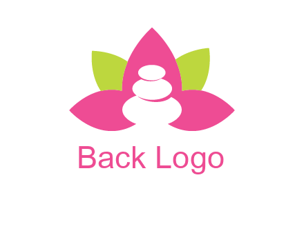 spa logo with hot stones inside leaves or lotus
