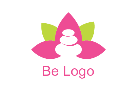 spa logo with hot stones inside leaves or lotus