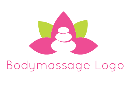 spa logo with hot stones inside leaves or lotus