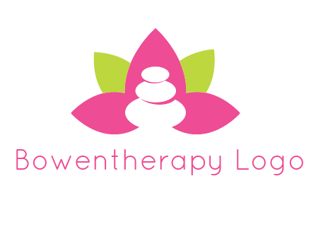 spa logo with hot stones inside leaves or lotus