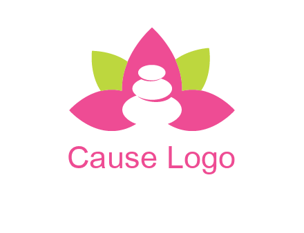spa logo with hot stones inside leaves or lotus