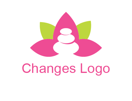 spa logo with hot stones inside leaves or lotus