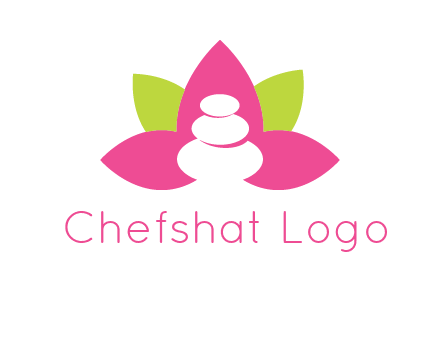 spa logo with hot stones inside leaves or lotus