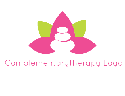 spa logo with hot stones inside leaves or lotus