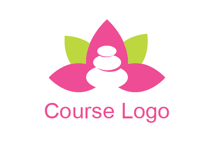 spa logo with hot stones inside leaves or lotus