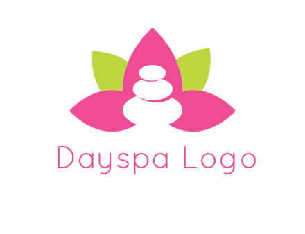 spa logo with hot stones inside leaves or lotus