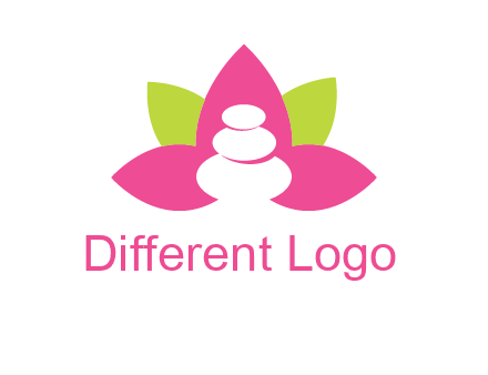 spa logo with hot stones inside leaves or lotus