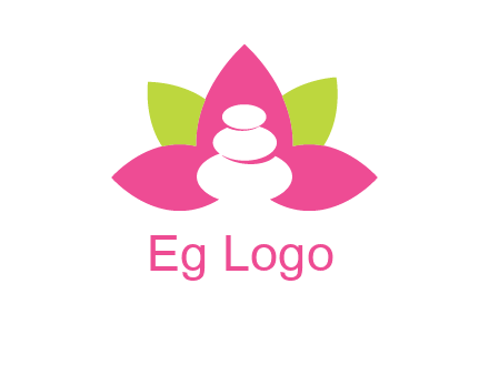 spa logo with hot stones inside leaves or lotus