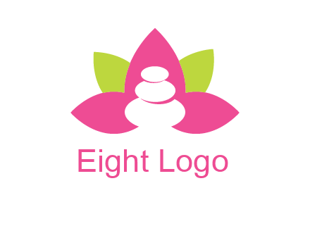 spa logo with hot stones inside leaves or lotus