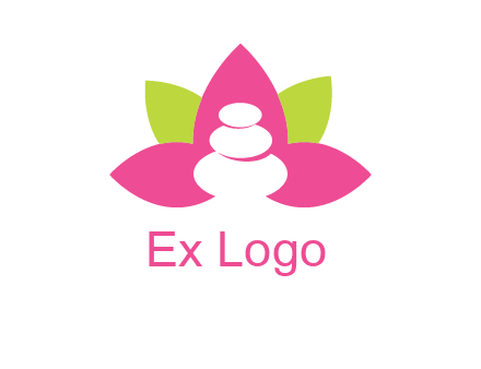 spa logo with hot stones inside leaves or lotus