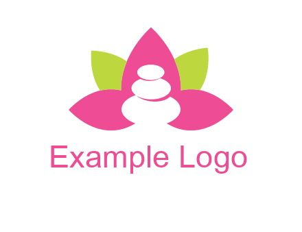 spa logo with hot stones inside leaves or lotus