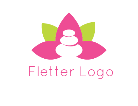 spa logo with hot stones inside leaves or lotus