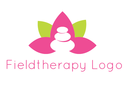 spa logo with hot stones inside leaves or lotus