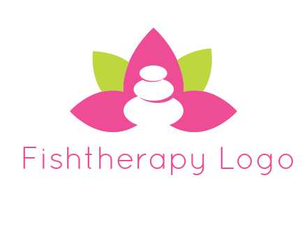 spa logo with hot stones inside leaves or lotus