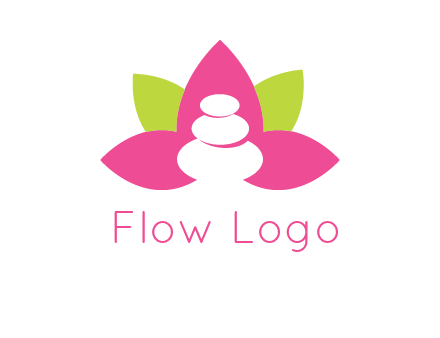 spa logo with hot stones inside leaves or lotus