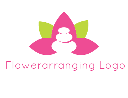 spa logo with hot stones inside leaves or lotus