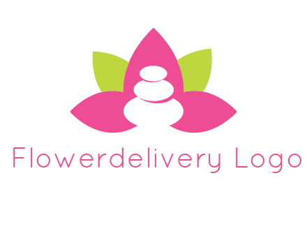 spa logo with hot stones inside leaves or lotus