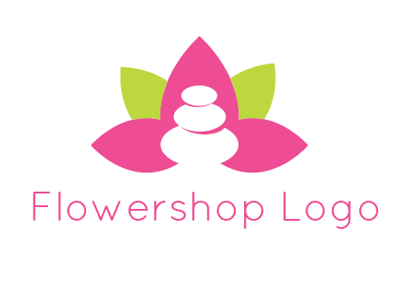 spa logo with hot stones inside leaves or lotus