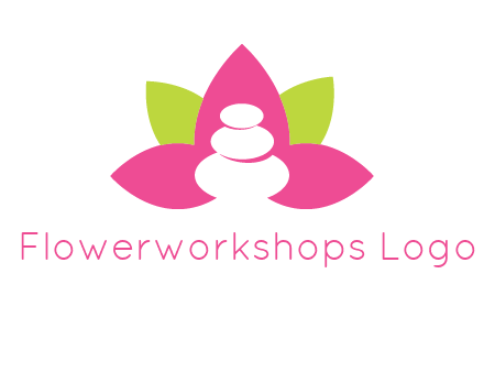 spa logo with hot stones inside leaves or lotus