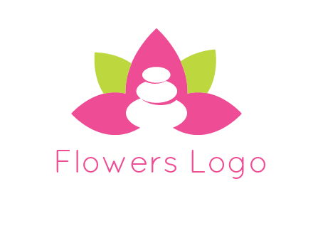 spa logo with hot stones inside leaves or lotus