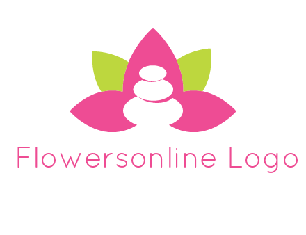 spa logo with hot stones inside leaves or lotus