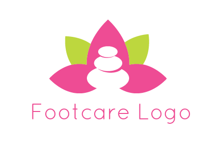 spa logo with hot stones inside leaves or lotus