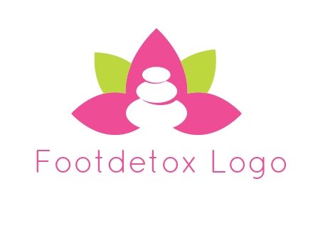 spa logo with hot stones inside leaves or lotus