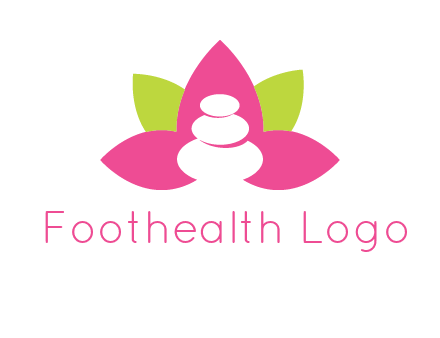 spa logo with hot stones inside leaves or lotus