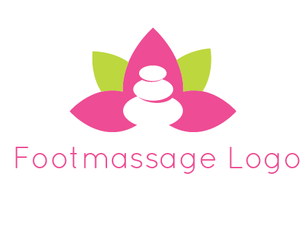 spa logo with hot stones inside leaves or lotus