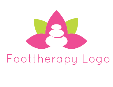 spa logo with hot stones inside leaves or lotus