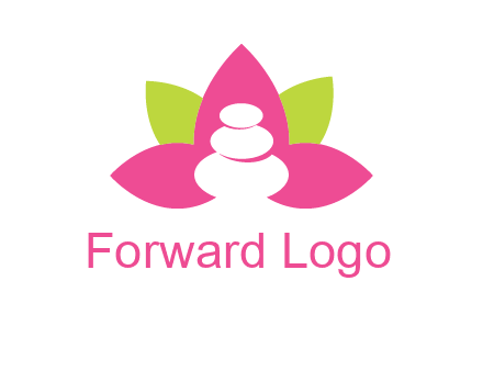 spa logo with hot stones inside leaves or lotus