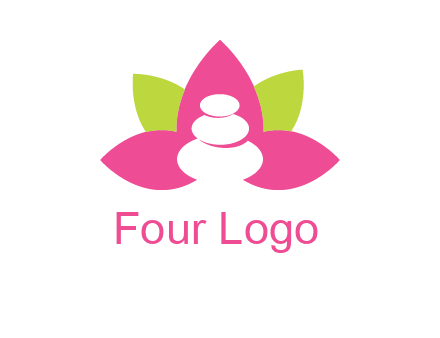 spa logo with hot stones inside leaves or lotus
