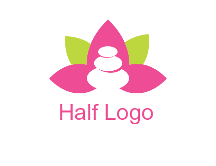 spa logo with hot stones inside leaves or lotus