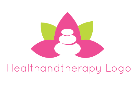 spa logo with hot stones inside leaves or lotus