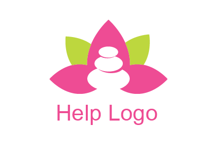 spa logo with hot stones inside leaves or lotus