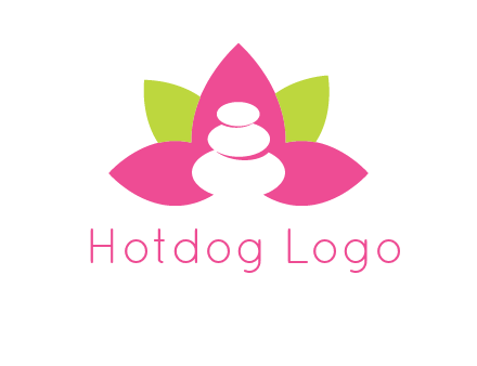 spa logo with hot stones inside leaves or lotus