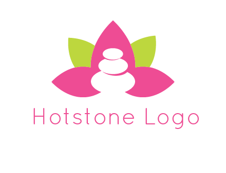 spa logo with hot stones inside leaves or lotus