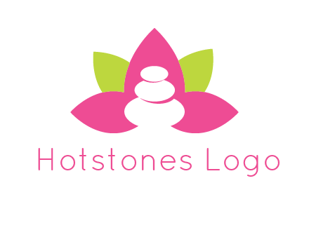 spa logo with hot stones inside leaves or lotus