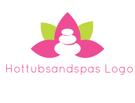 spa logo with hot stones inside leaves or lotus