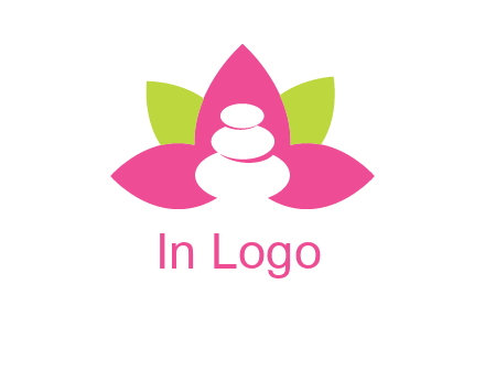 spa logo with hot stones inside leaves or lotus