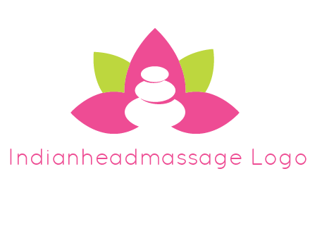 spa logo with hot stones inside leaves or lotus