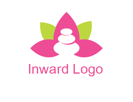 spa logo with hot stones inside leaves or lotus