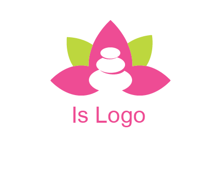 spa logo with hot stones inside leaves or lotus
