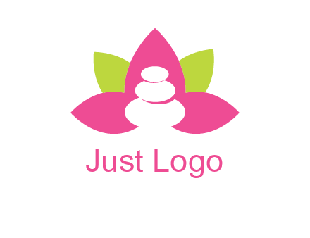 spa logo with hot stones inside leaves or lotus