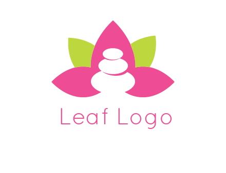 spa logo with hot stones inside leaves or lotus