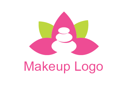 spa logo with hot stones inside leaves or lotus